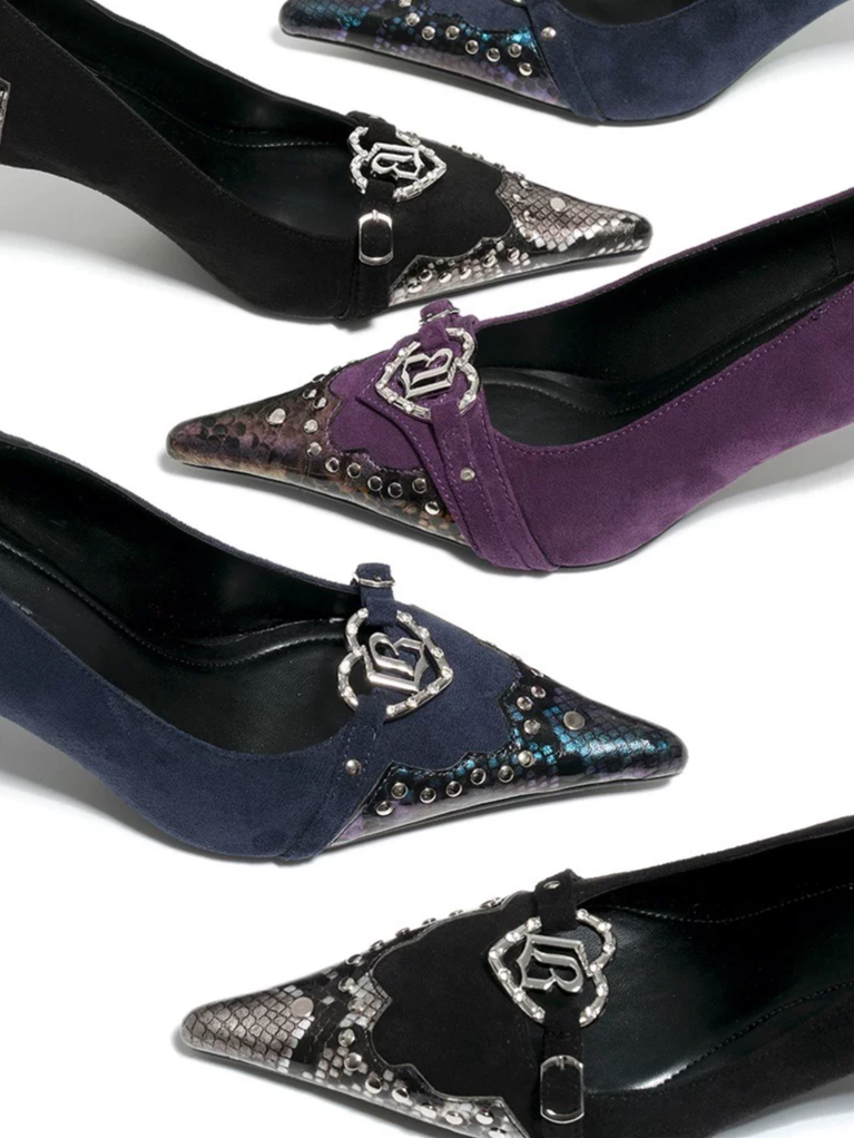 Décolleté con tacco a stiletto sfumate con stampa serpente
