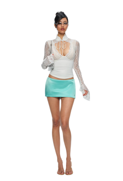 Satin Low-Rise A-Line Skirt