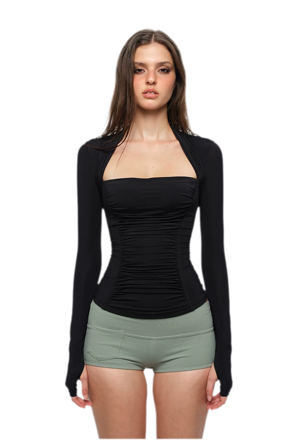 Ruched Sculpted Long-Sleeve Top