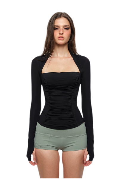 Ruched Sculpted Long-Sleeve Top