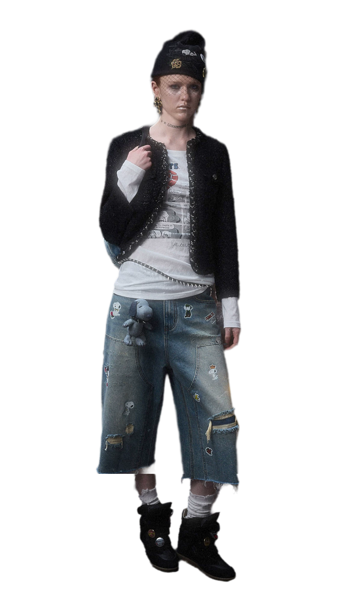 Washed Distressed Cropped Jeans