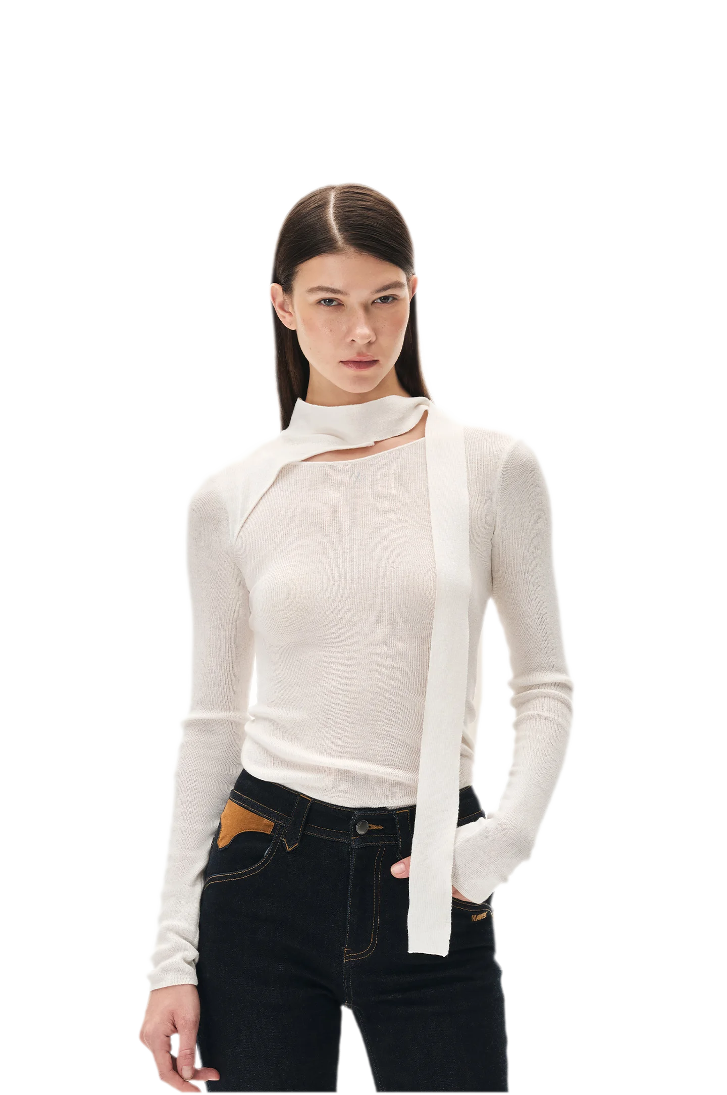 Cashmere Asymmetric Cutout Knit Top