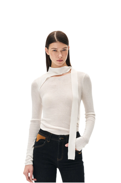 Cashmere Asymmetric Cutout Knit Top