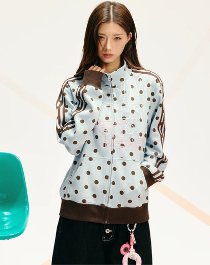 Custom Polka-Dot Stand-Collar Sweatshirt