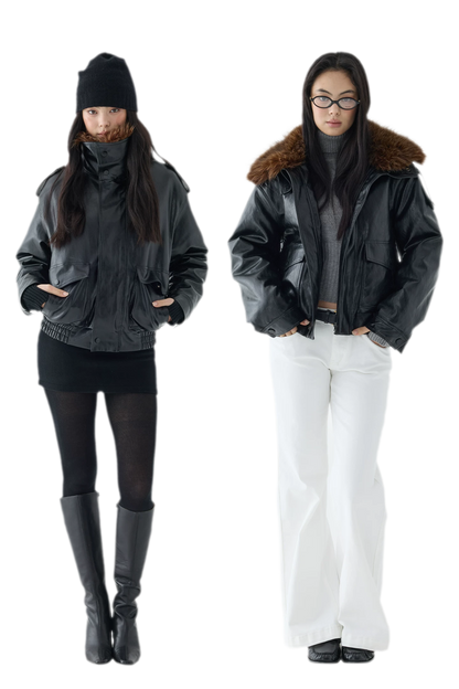 Oil-Wax Cropped PU Jacket