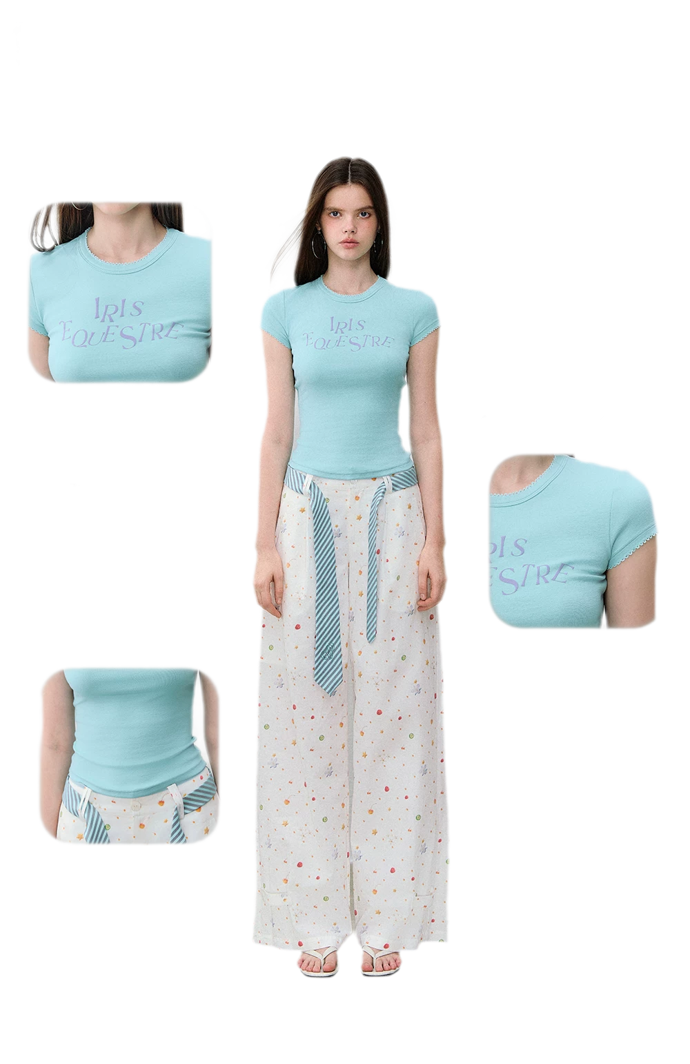 Tencel-Cotton Letter Print Slim T-Shirt