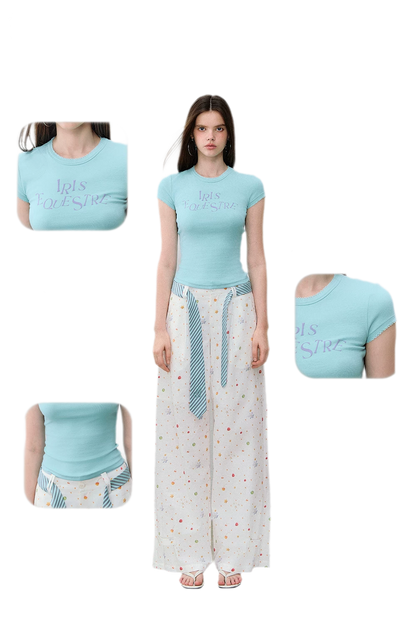 Tencel-Cotton Letter Print Slim T-Shirt