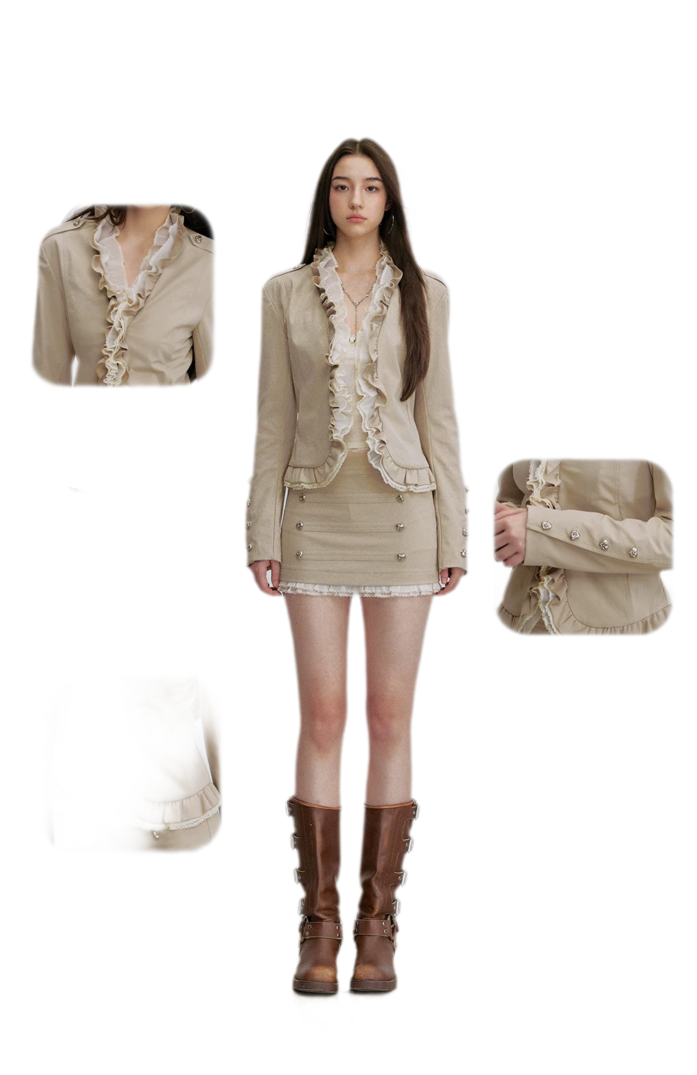 Ruffle Mesh Waist Jacket