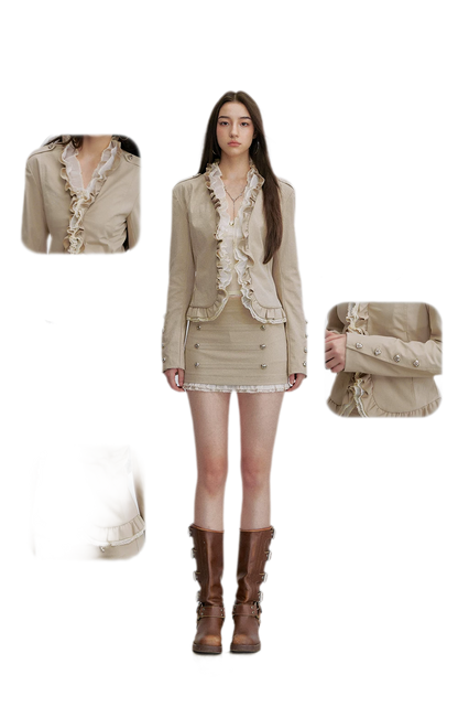 Ruffle Mesh Waist Jacket
