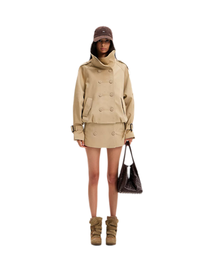 Double-Breasted Short Trench Coat