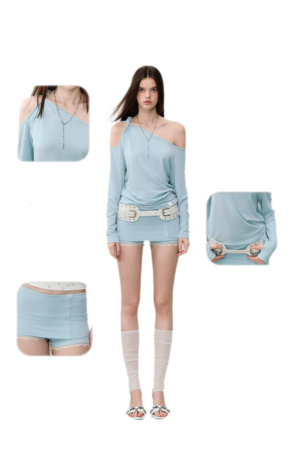 Mambo Signal One-Shoulder Top &amp; Skort