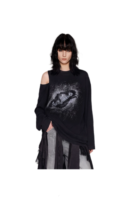 Wax-Dyed Cutout Graphic T-Shirt