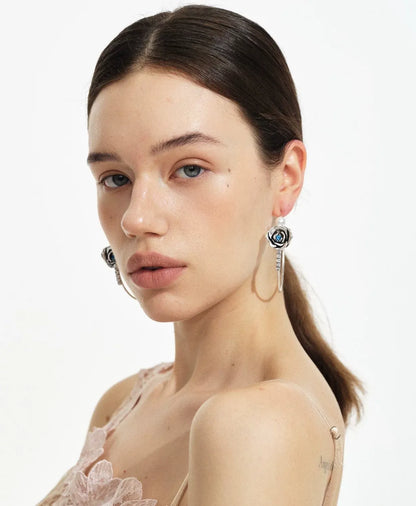 Crystal Floral Hoop Earrings