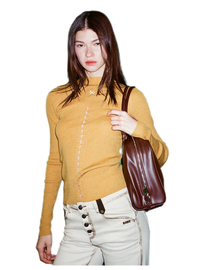 Openwork Rib-Knit Fitted Top