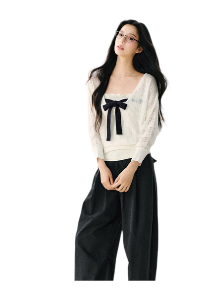 Bow Cutout Knit Top