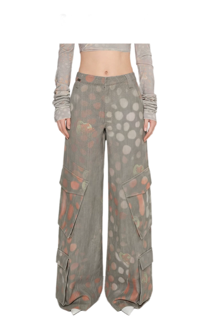 Printed Wide-Leg Cargo Pants