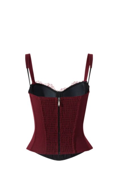 Burgundy Lace Boned Bustier
