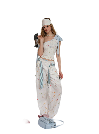 Printed Wide-Leg Pants