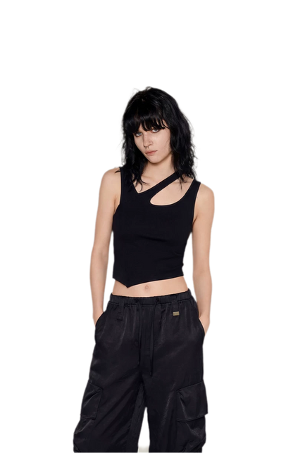 Deconstructed Asymmetric Cutout Tank Top