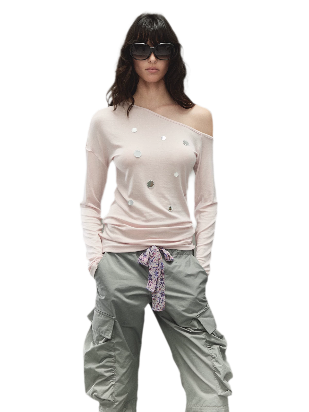 Off-Shoulder Mirror Dot Top