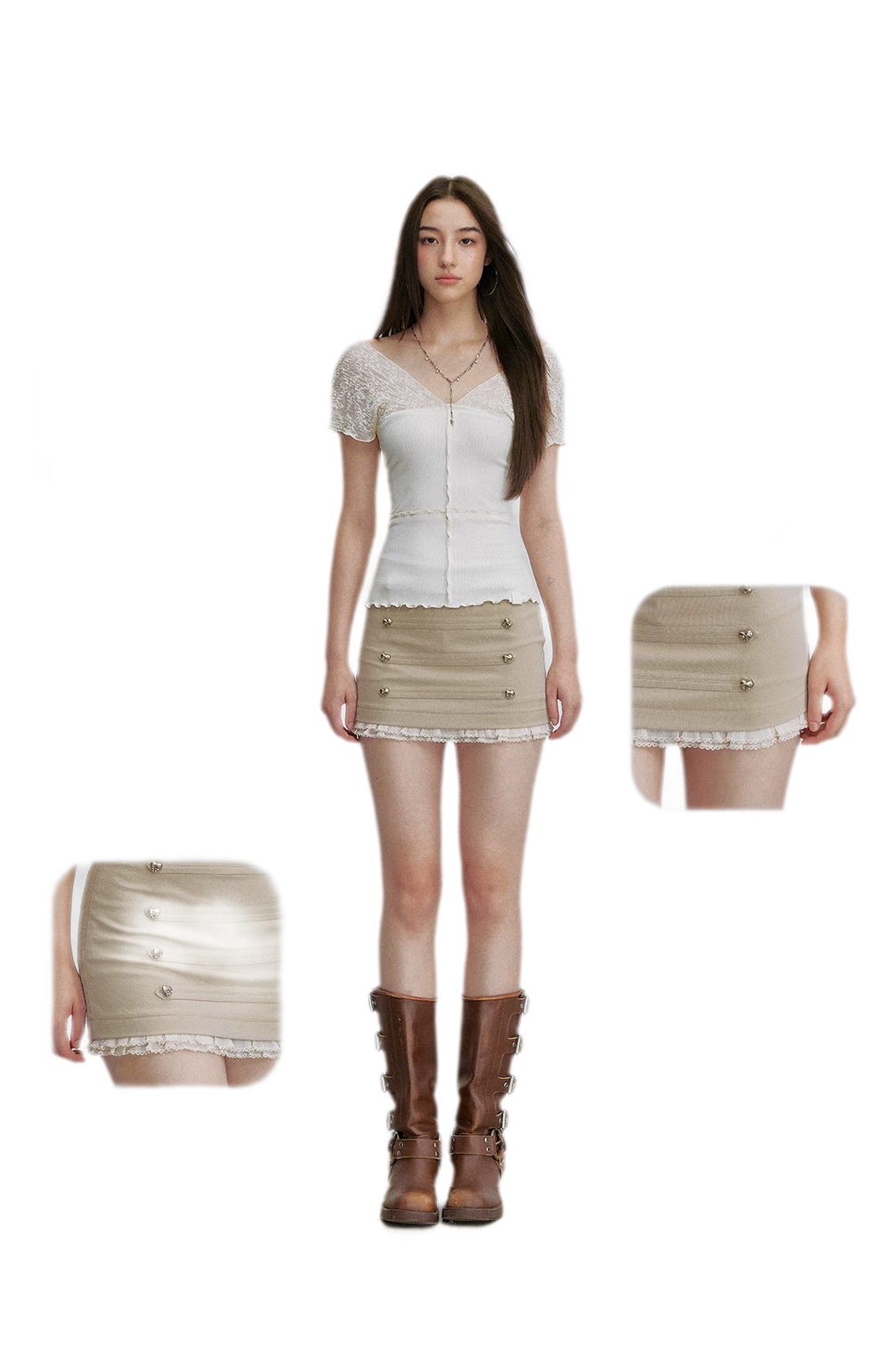 Lace Trim Mini Skirt