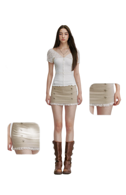 Lace Trim Mini Skirt
