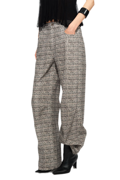 Plaid Tweed Wide Jeans