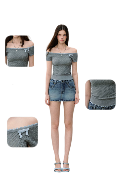 Off-Shoulder Knit Tee