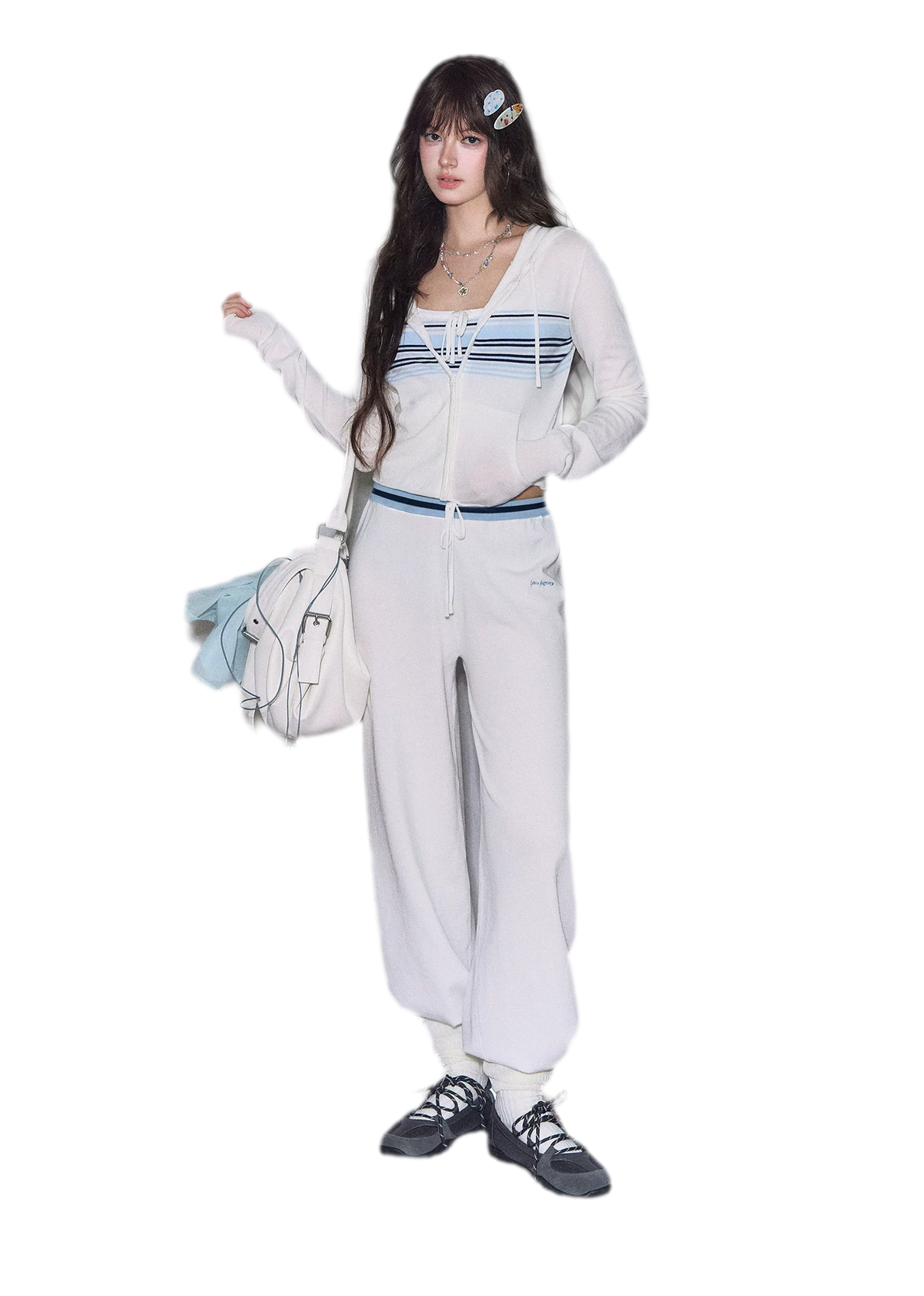Striped Hooded Three-Piece Set