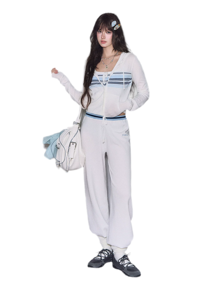 Striped Hooded Three-Piece Set