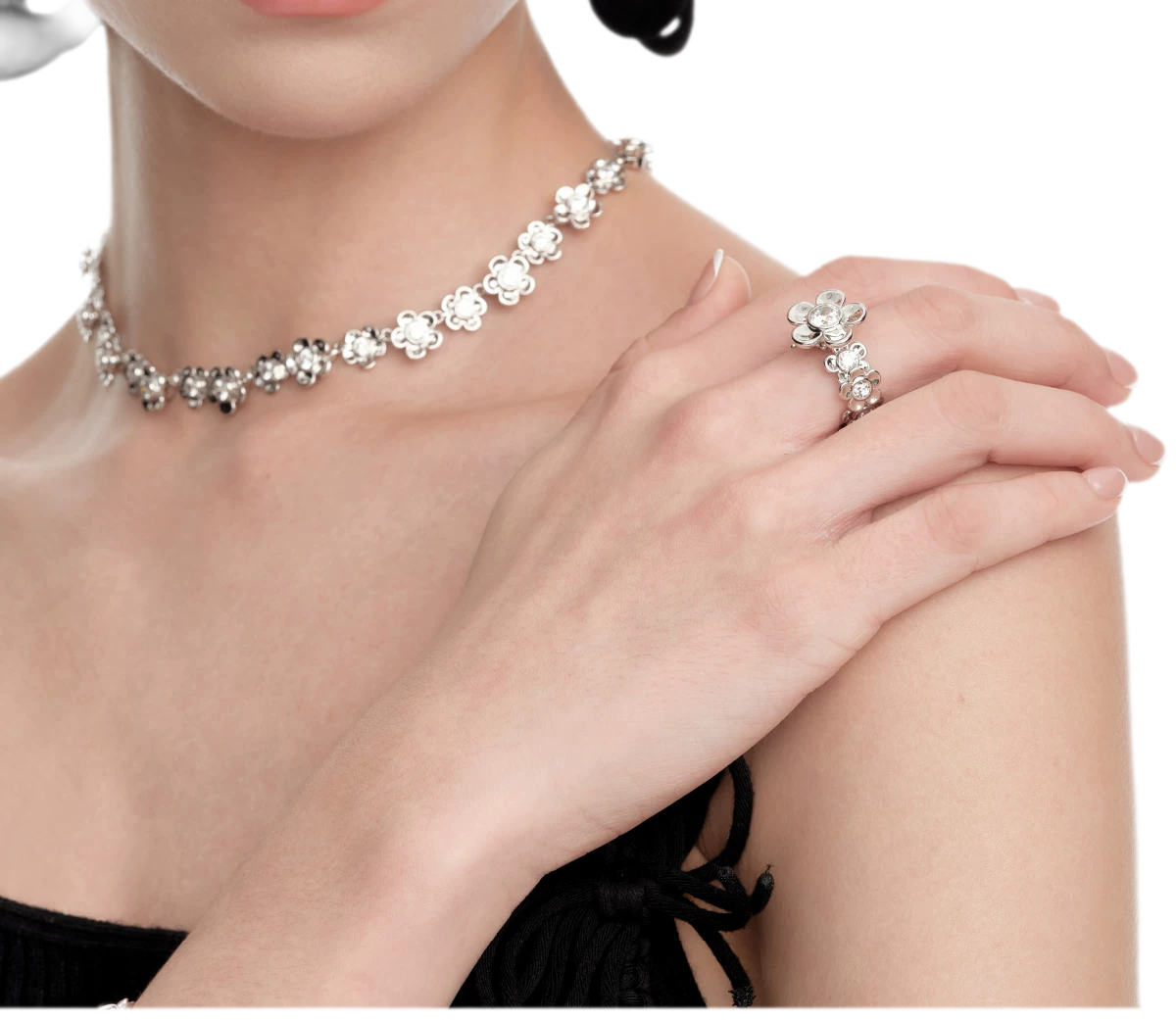 Platinum-Plated Floral Statement Ring