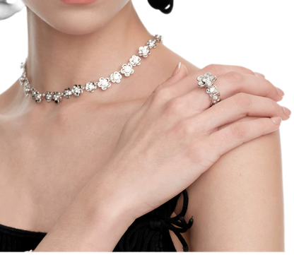 Platinum-Plated Floral Statement Ring