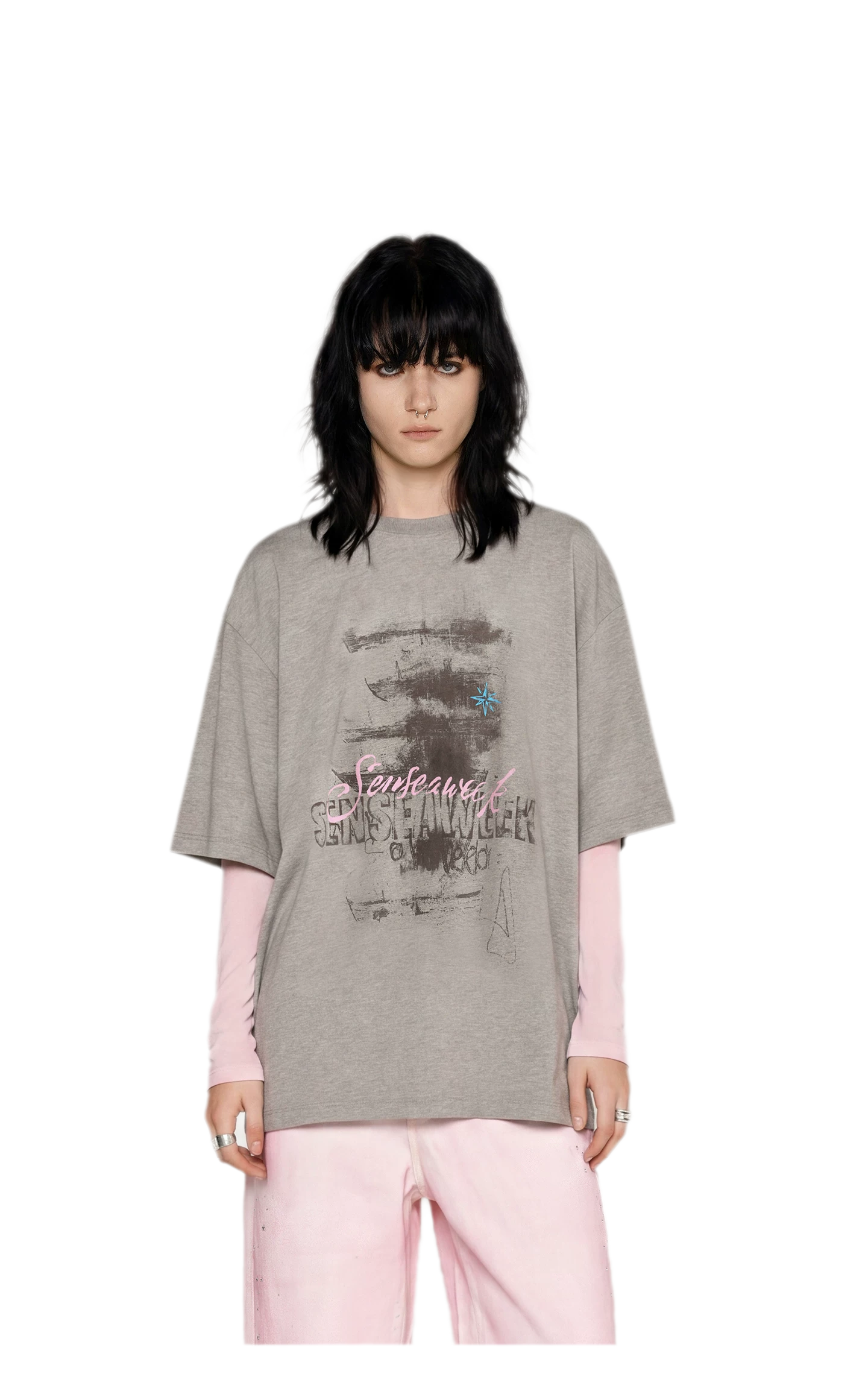 Cotton Rhinestone Graphic T-Shirt
