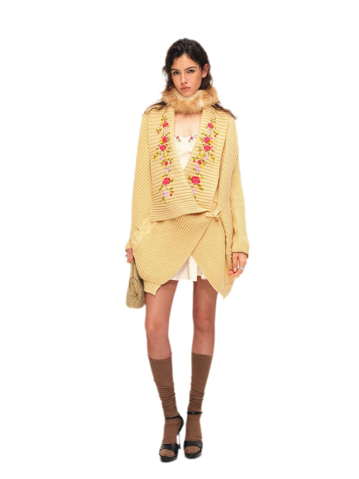 Bộ cardigan dệt kim thêu