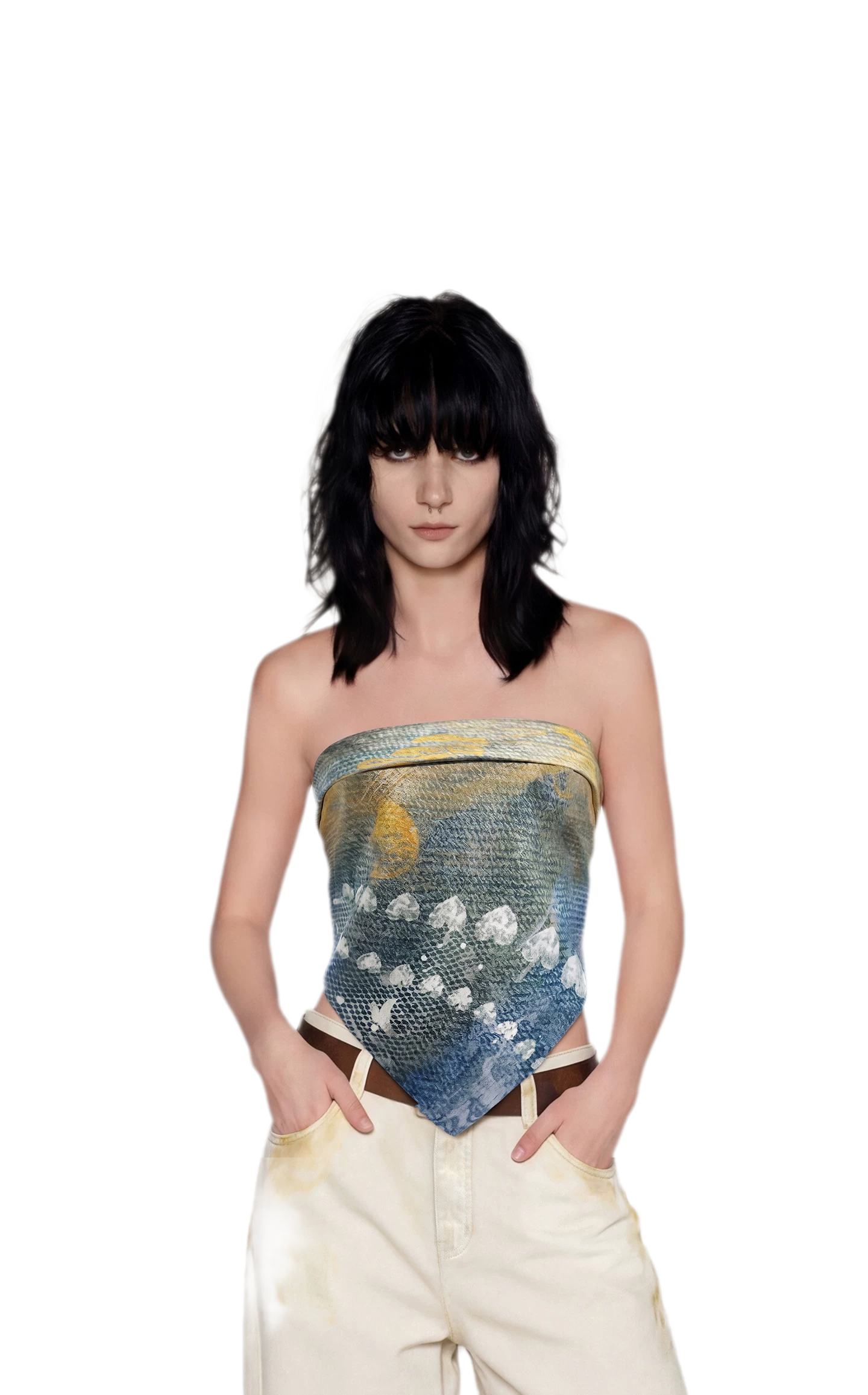 Denim Print Silk Scarf