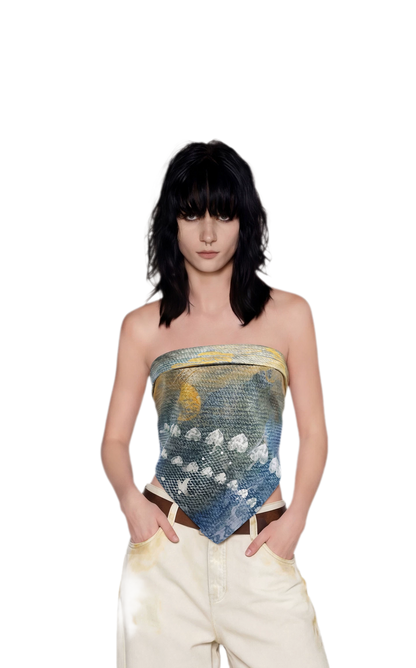 Denim Print Silk Scarf