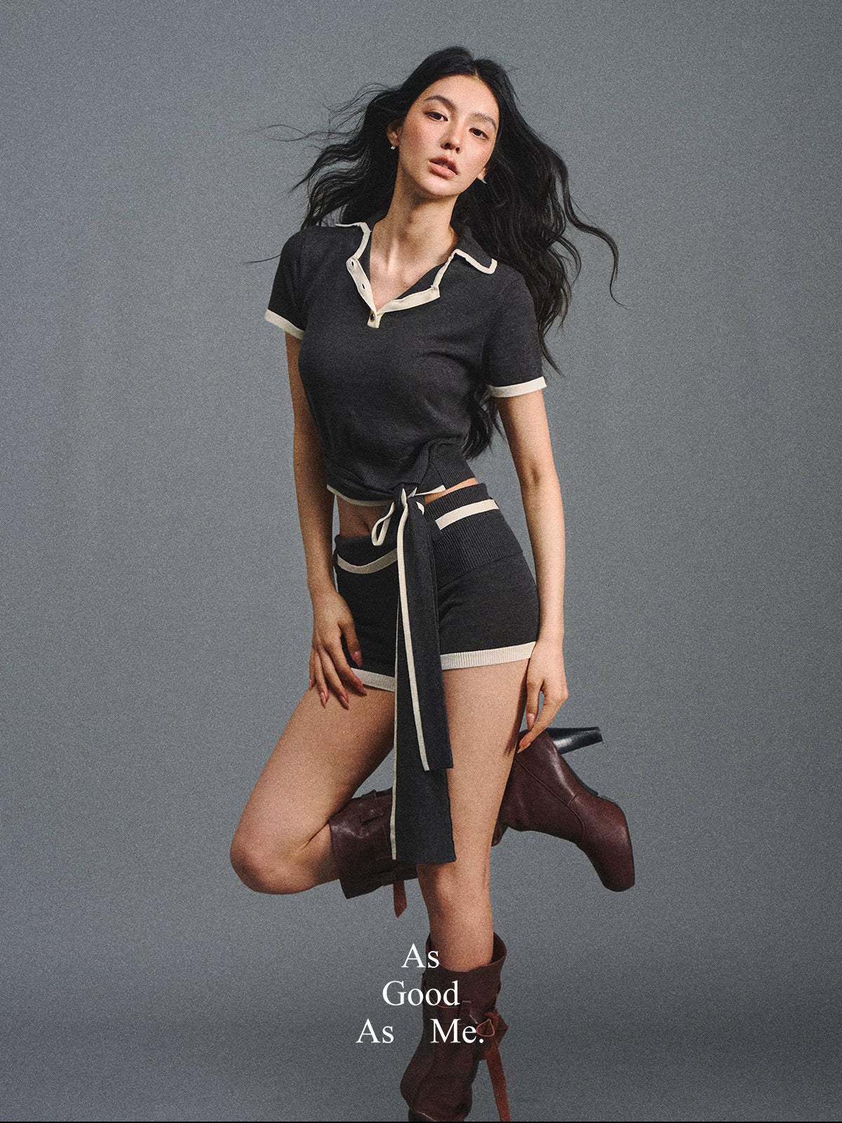 Lyocell Breathable Polo Collar T-Shirt &amp; Contrast Cuff