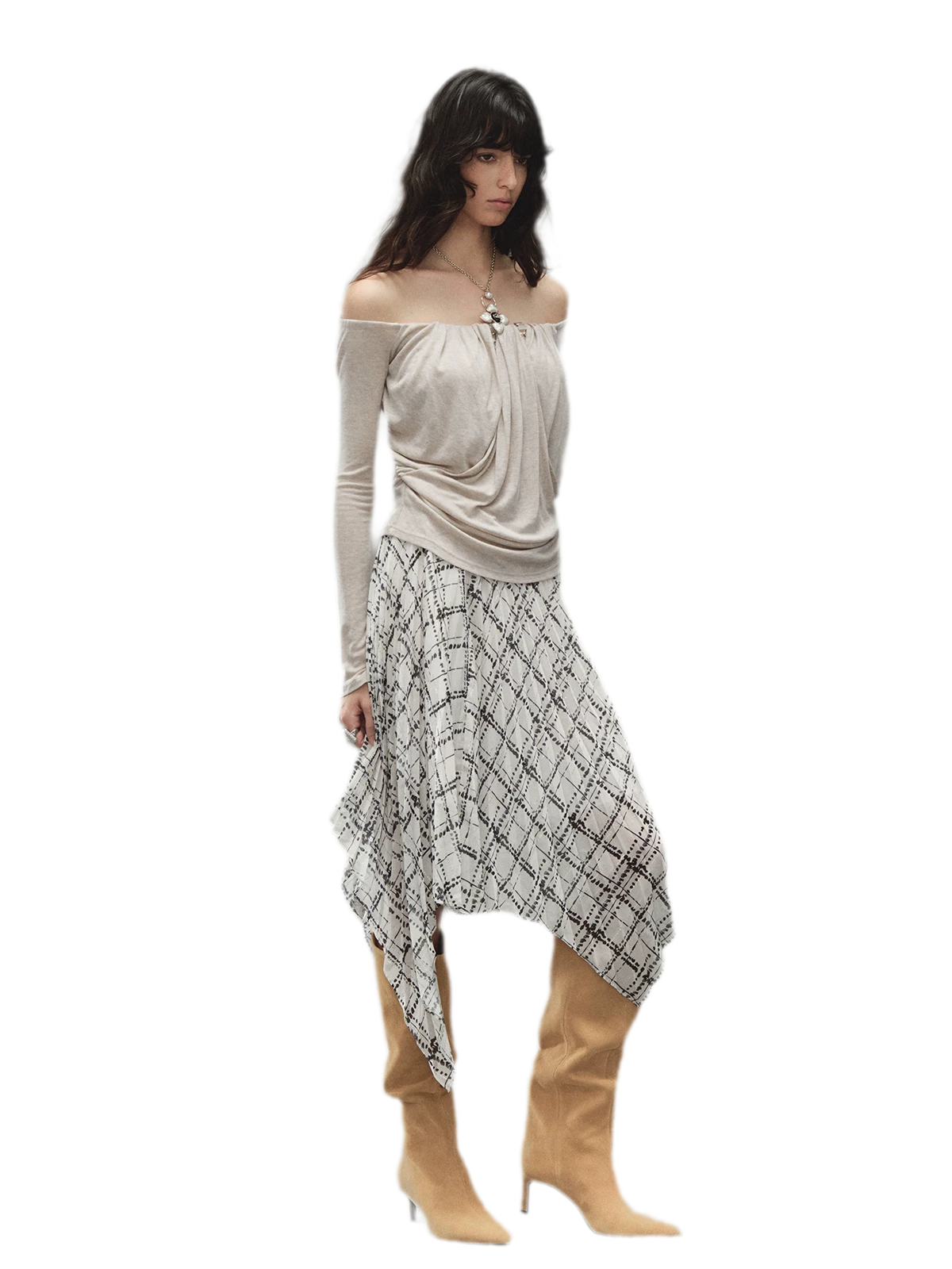 Tencel Wool Off-Shoulder Top