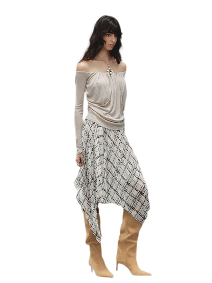 Tencel Wool Off-Shoulder Top