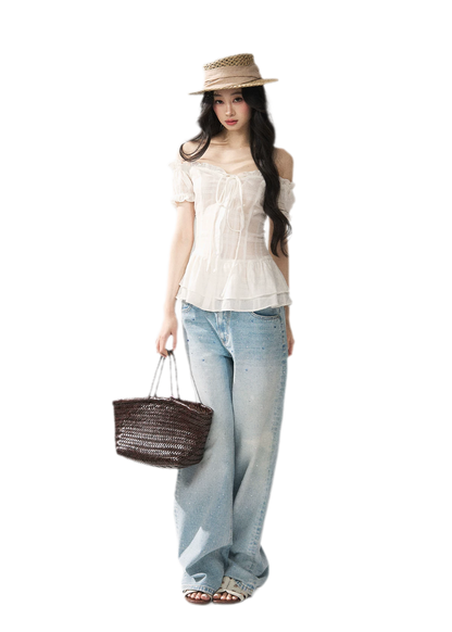 Crystal Trim Denim Pants