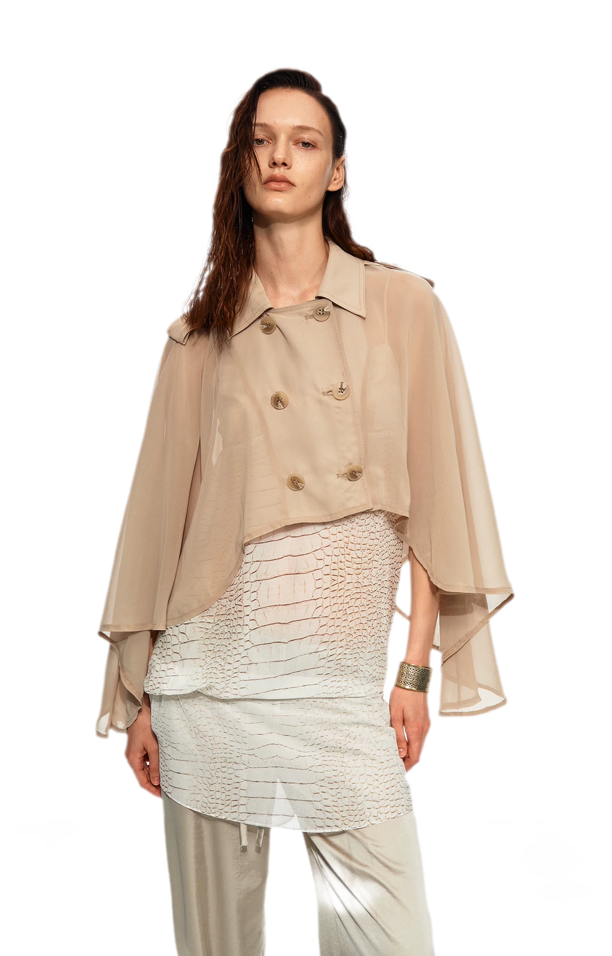 Sheer Trench Cape Top