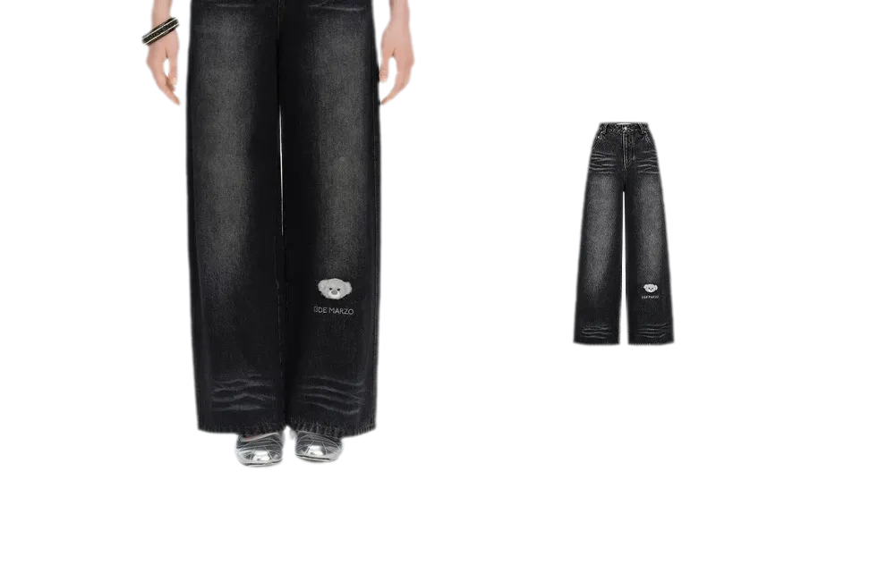 13DE MARZO Bear Appliqué Wide Jeans – view 5