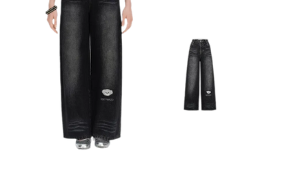 13DE MARZO Bear Appliqué Wide Jeans – view 5