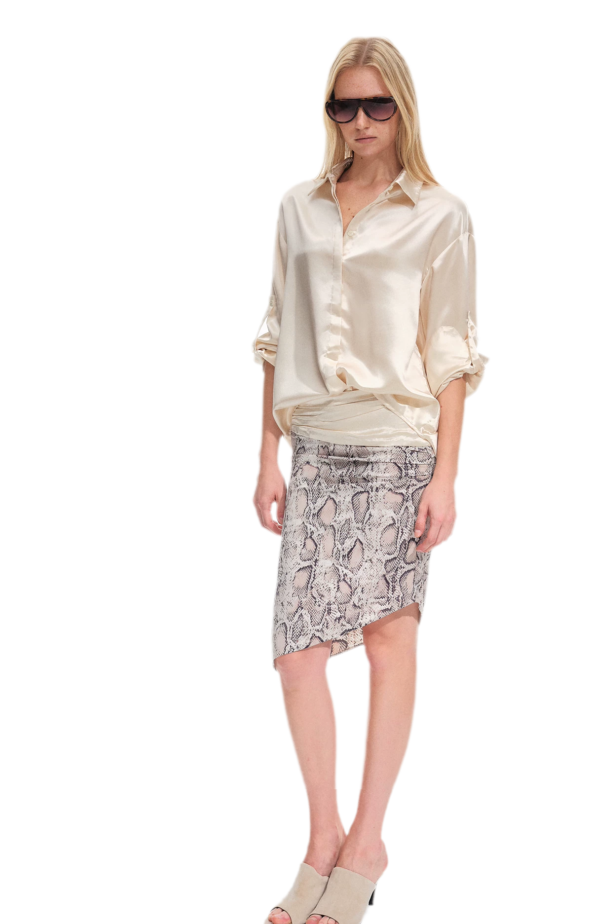 Vintage kokerrok met slangenprint