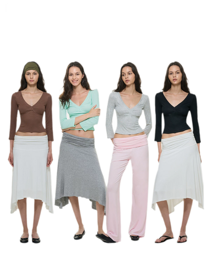 Crossfront Ribbed V-Neck Top