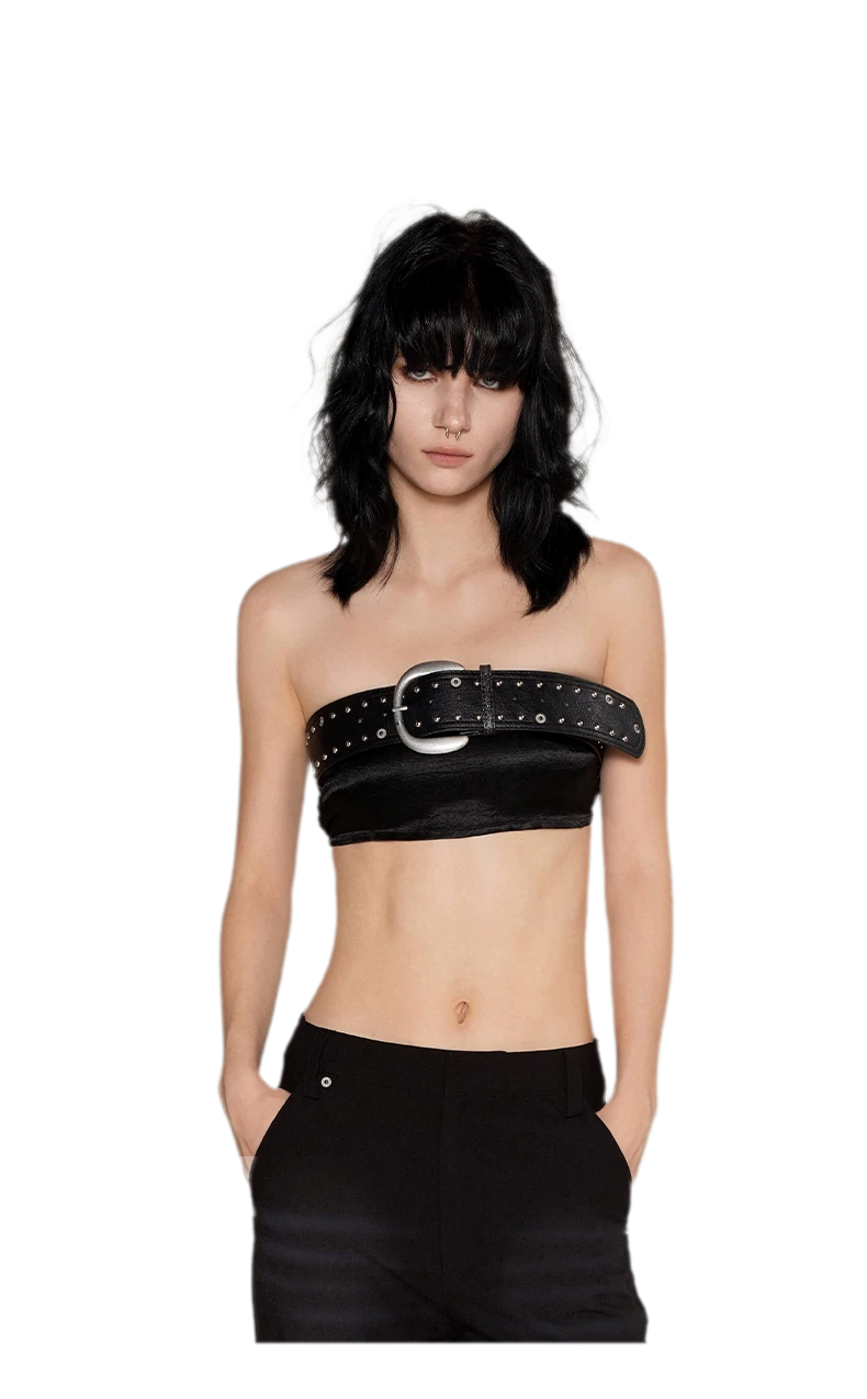 Distressed Studded PU Belt
