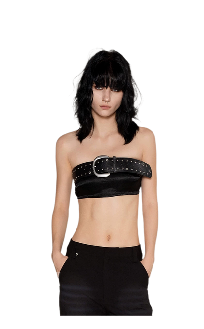 Distressed Studded PU Belt