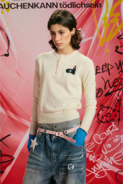 Top in maglia con contrasto in misto seta