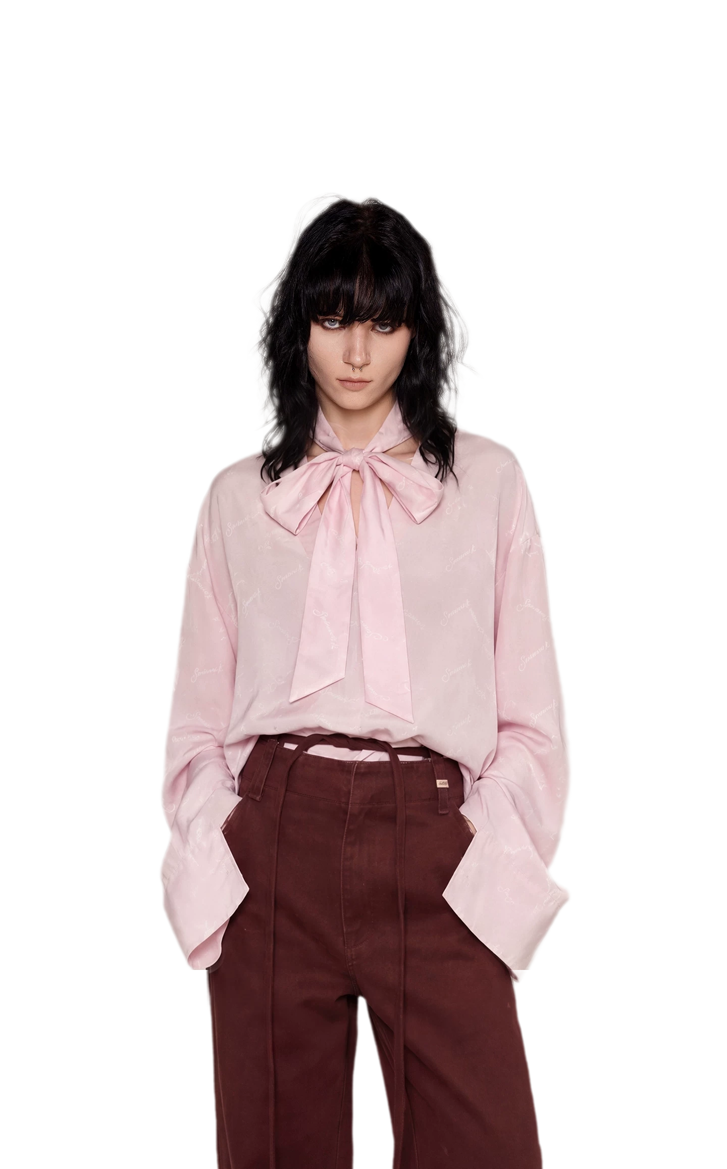Textured Tie-Front Tencel Shirt