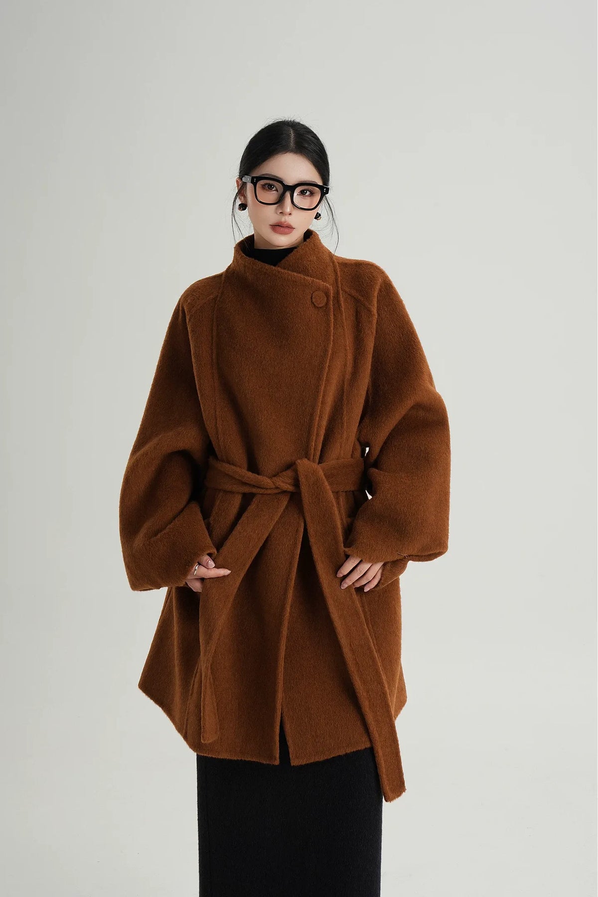 Manteau oversize en laine brossée